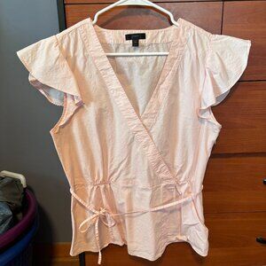 Pink J Crew Faux Wrap Blouse Size 10 Tall